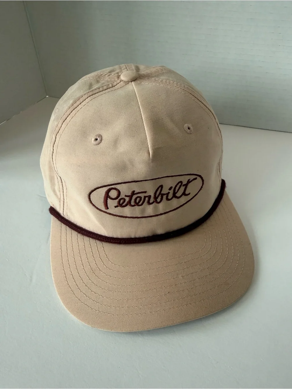 Peterbilt‎ Richardson Outdoor Rope Hat Snapback Beige Burgundy Trucker Cap